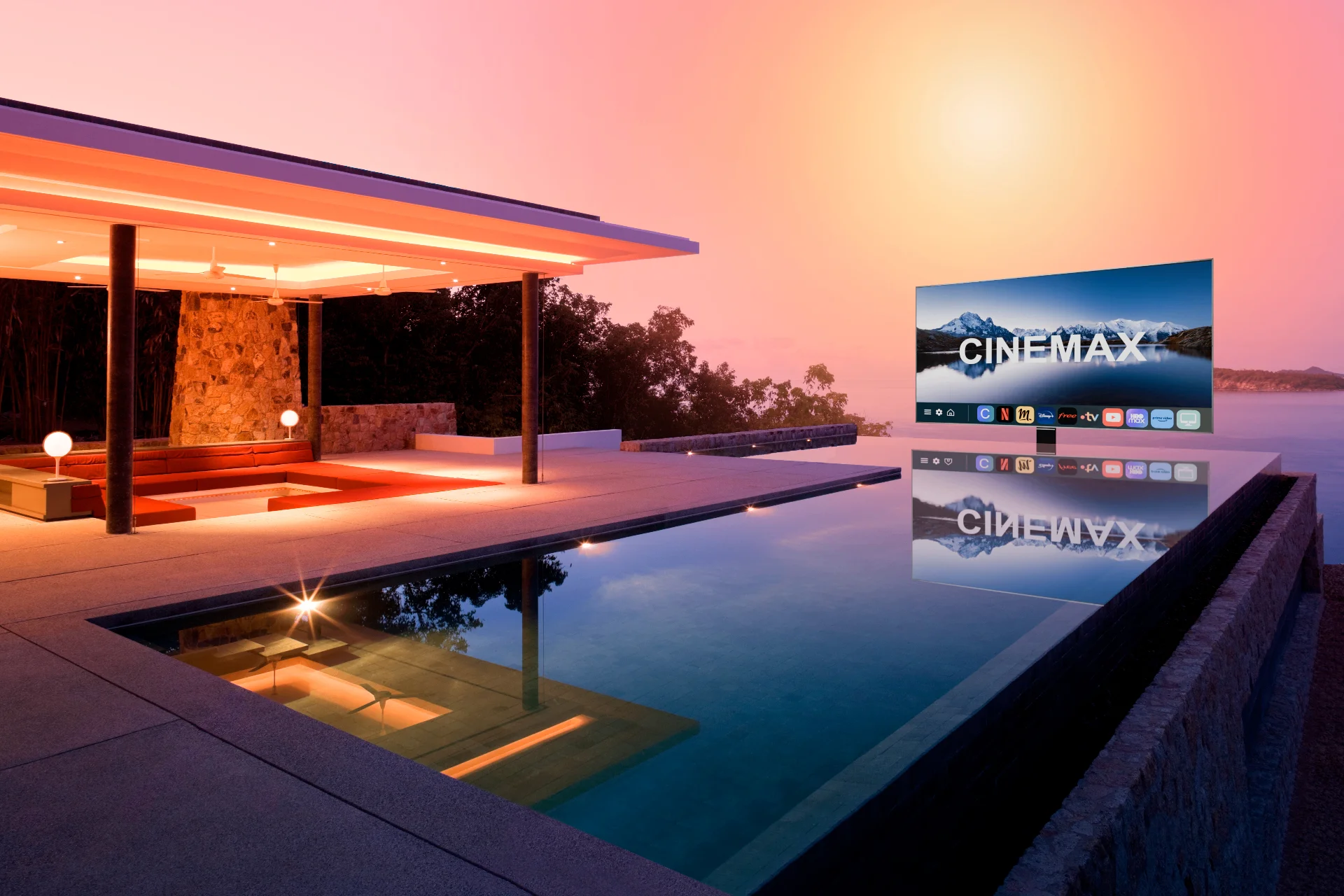 CINEMAX 7m2 retractable outdoor giant screen for villas